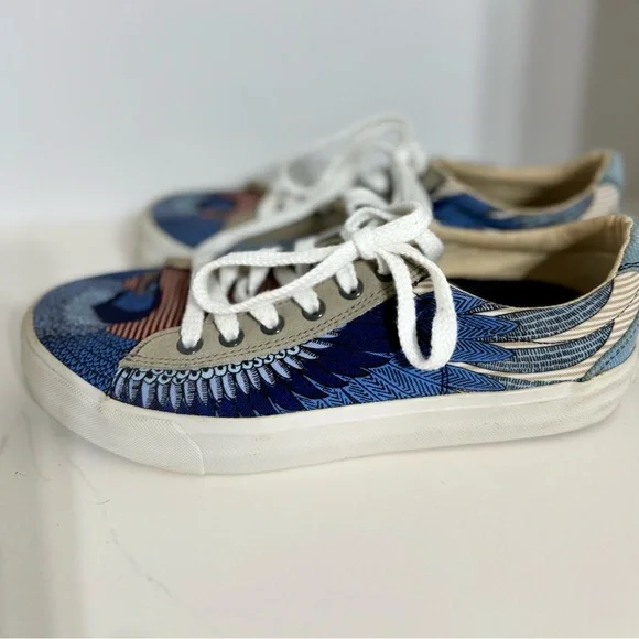 Inkkas Blue and Tan Artistic Sneakers - Picture 5 of 8